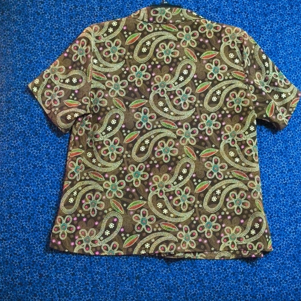 2X Notations Floral Paisley Short Sleeve Shirt. Business Casual